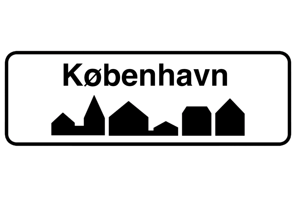 Byskilt med teksten "København" i fokus, der fremhæver bynavnet og understøtter vores malerfirma i København.