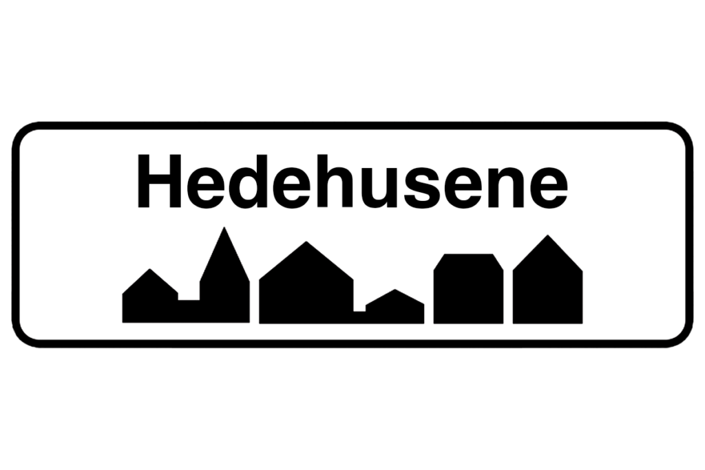 Byskilt med teksten "Hedehusene" i fokus, der fremhæver bynavnet og understøtter vores malerfirma i Hedehusene.