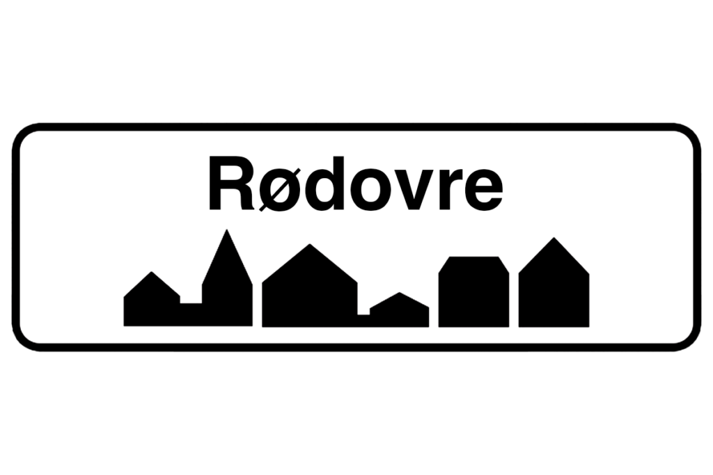 Byskilt med teksten "Rødovre" i fokus, der fremhæver bynavnet og understøtter vores lokale malerfirma i Rødovre.
